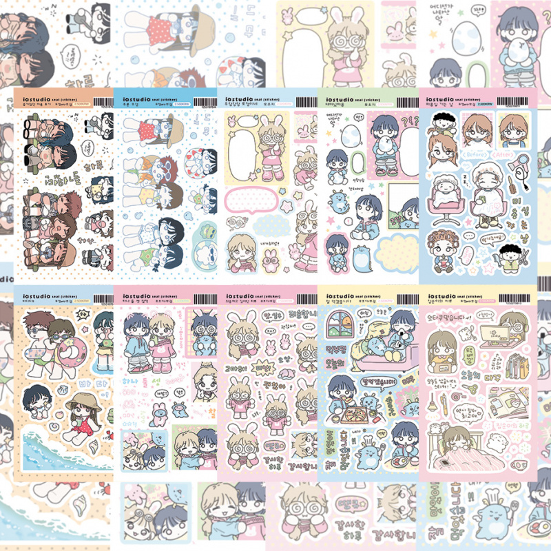Meal Prep Notebook - Korean Cute Cartoon Girl Stickers Kawaii